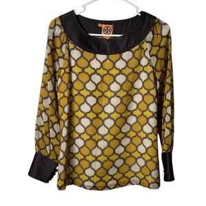 Tory Burch Yellow and Brown Geometric Tunic